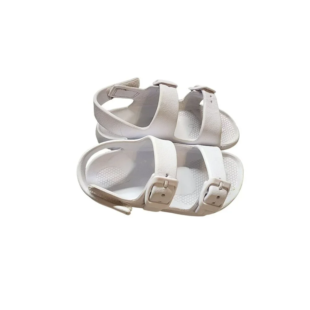 Harper Canyon White Double-Buckle Sandals For Kids Size 11 Adjustable Straps